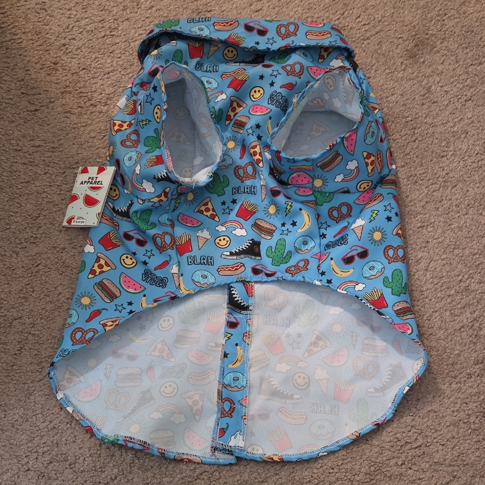 *For DOGS* Summer bbq Blue Patterned Shirt - XL - Picture 2 of 2
